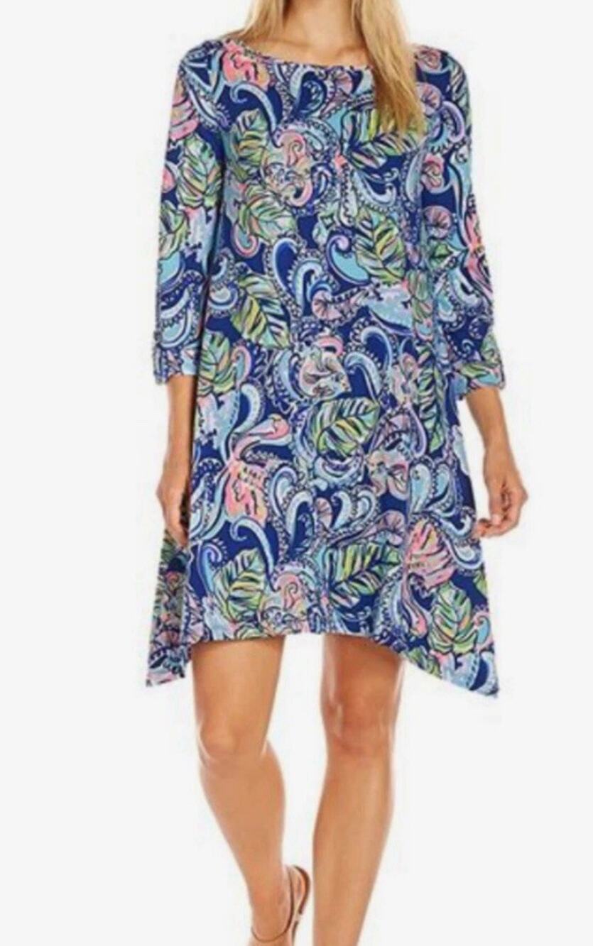 Lilly Pulitzer Edna Swing Shift dress Size Medium Hanging with Fronds Print